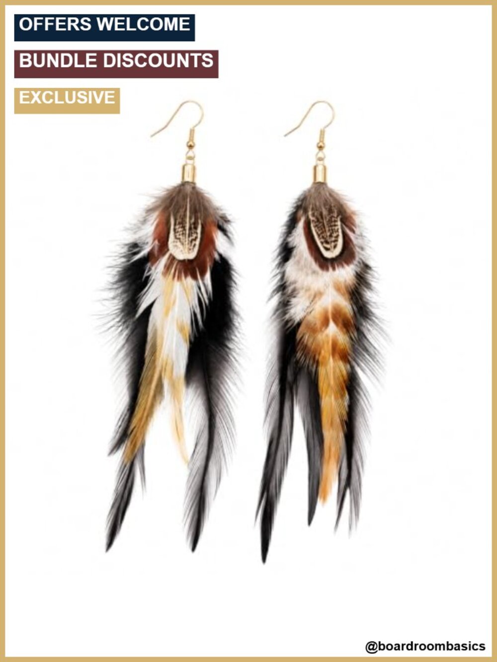 FRESHME Boho Feather Dangle Earrings Alloy Metal Festival Party